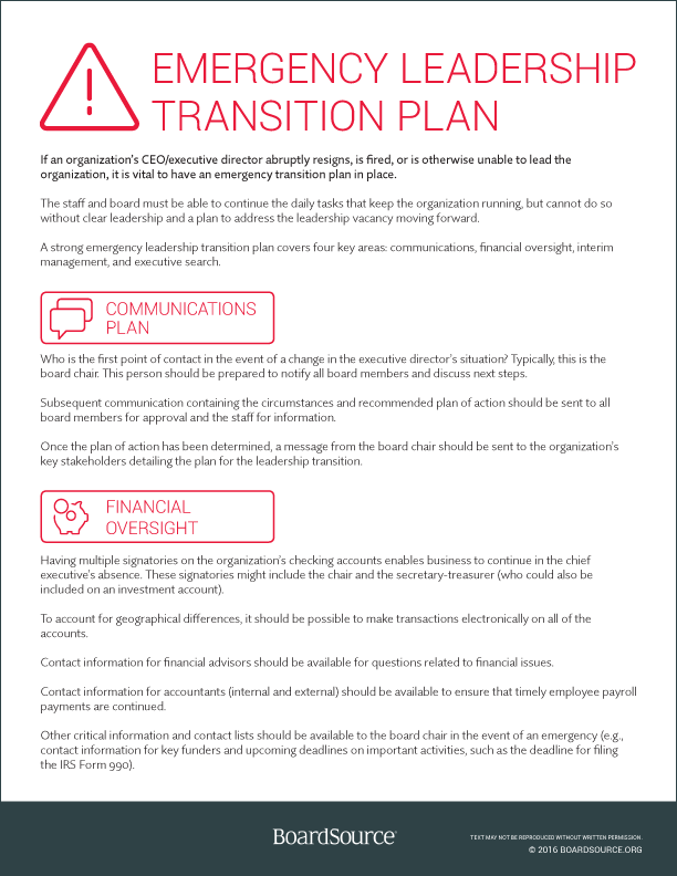 Emergency Leadership Transition Plan